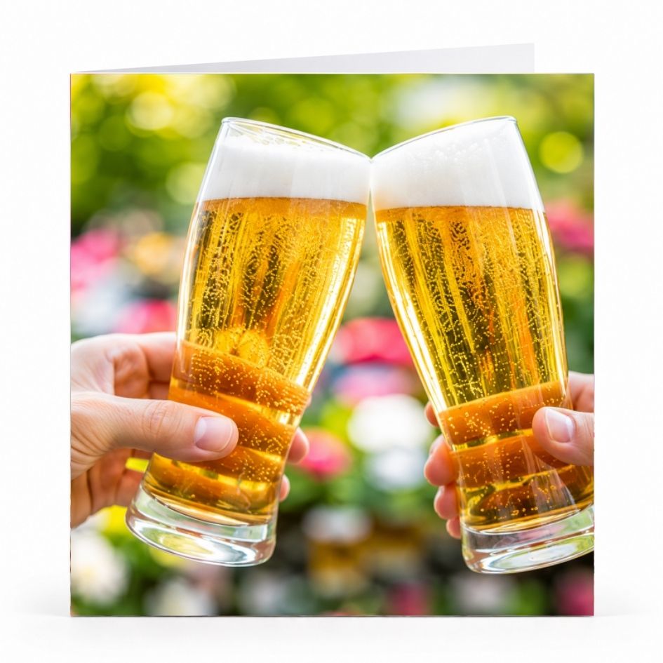 Wenskaart - "Proost met bierglazen" - 8 Stuks
