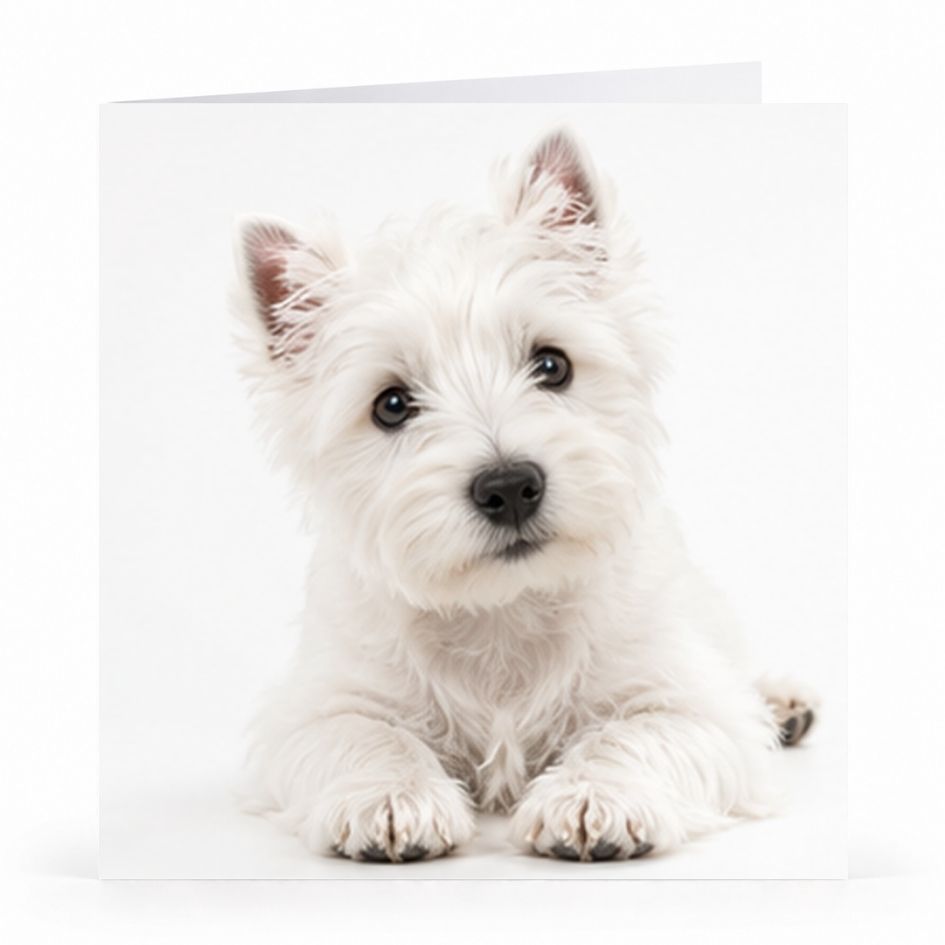 Wenskaart - "Witte hond" - 8 Stuks