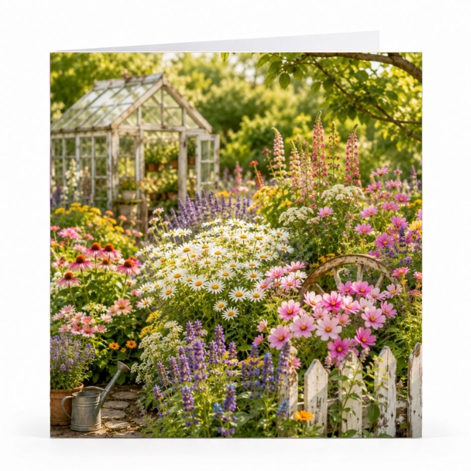 Wenskaart - "Kleurrijke bloementuin" - 8 Stuks
