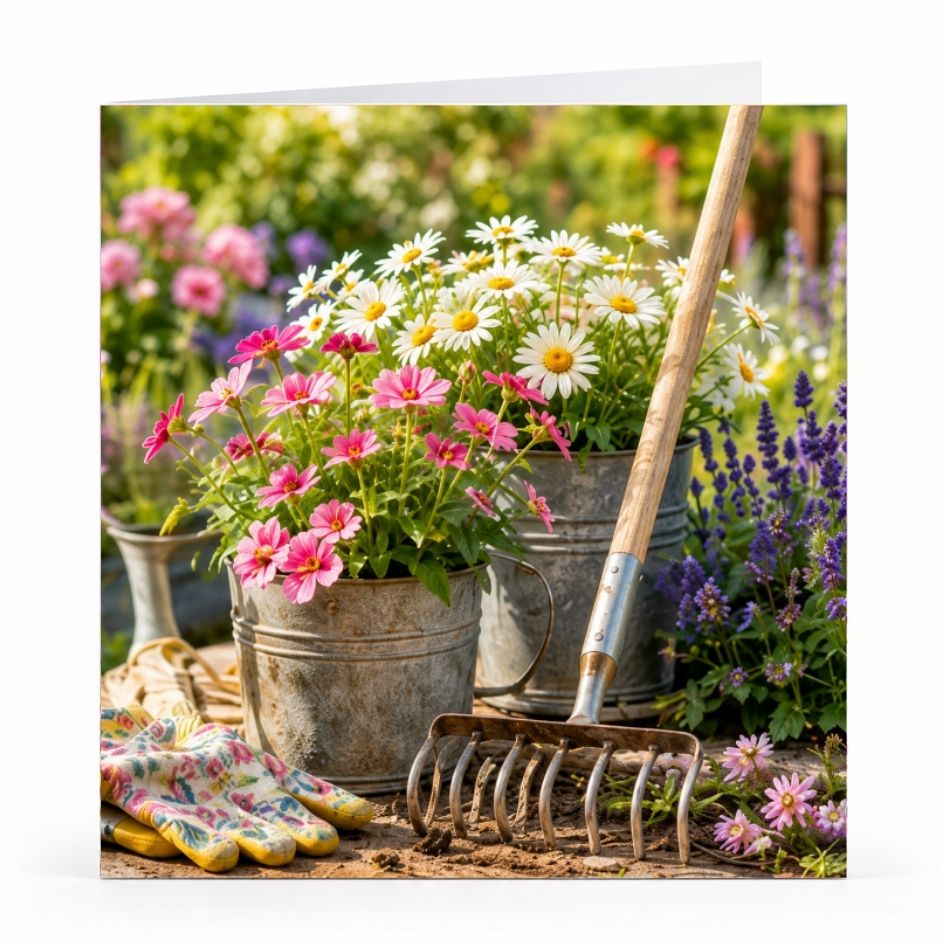 Wenskaart - "Tuinieren met bloemen" - 8 Stuks