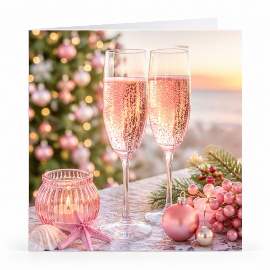 Wenskaart - "Rosé bubbels" - 8 Stuks