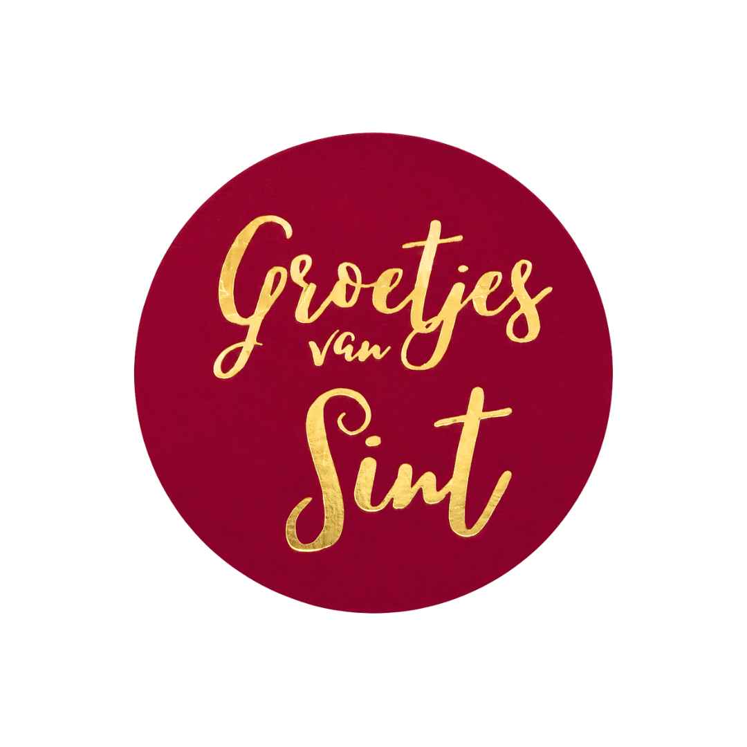 Etiketten – Groetjes van Sint - Bordeaux – 250 Stuks