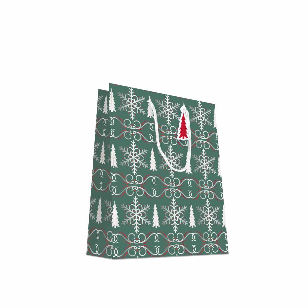Papieren Tas (S) - Kerstboom - 23x18x8cm