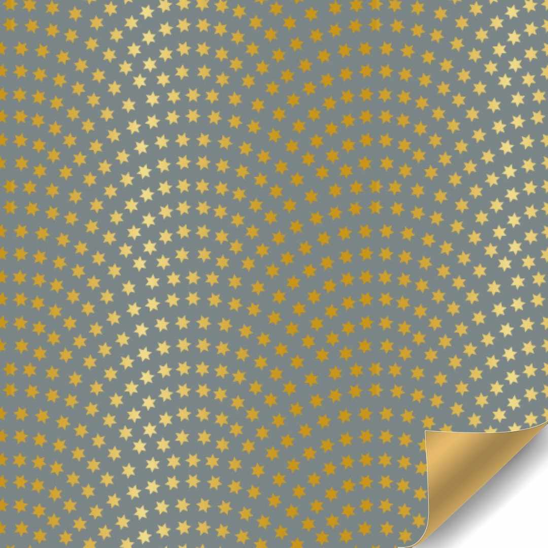 Papierrol - Goud / Groen (Star wavy) - 50cm x 100 meter
