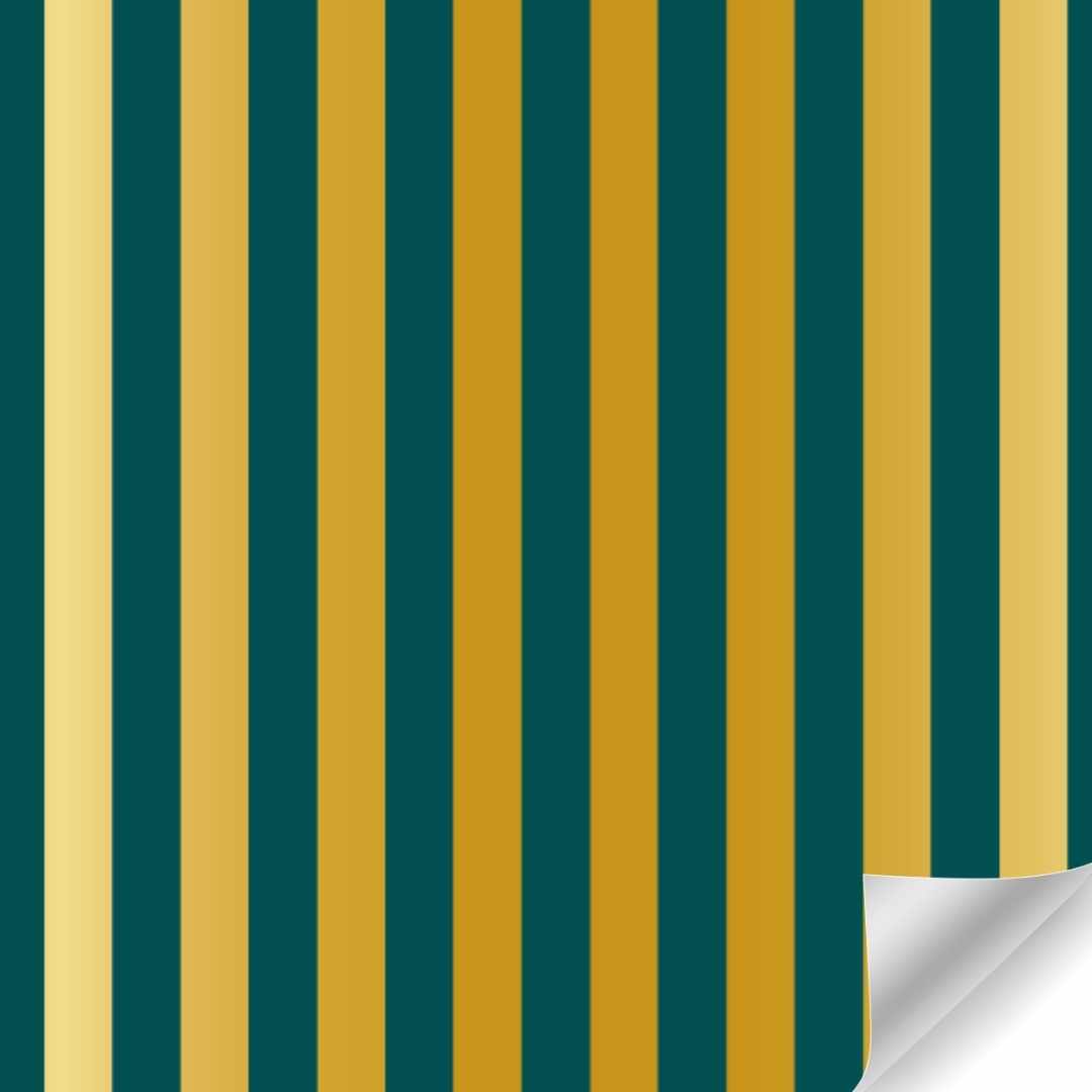 Papierrol - Strepen (Goud Groen) - 50cm x 100 meter