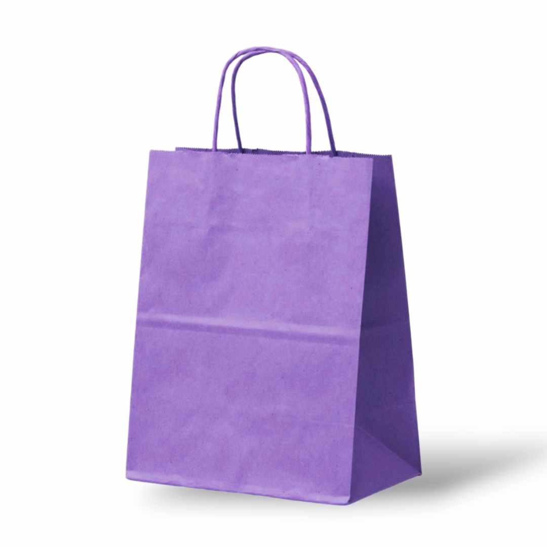 Papieren Tas (L) - Paars - 100 Stuks